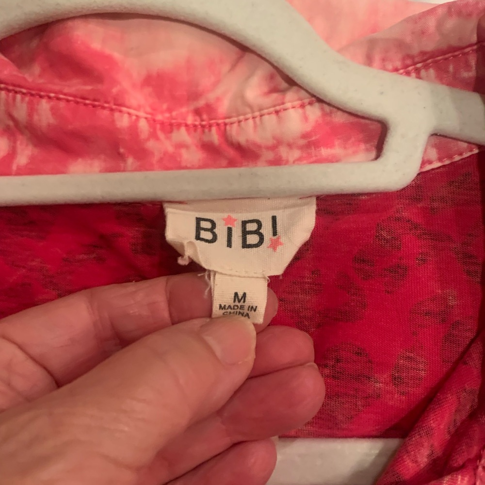 BiBi-Pink Leopard Print Mineral Wash Shirt - Picture 6 of 7